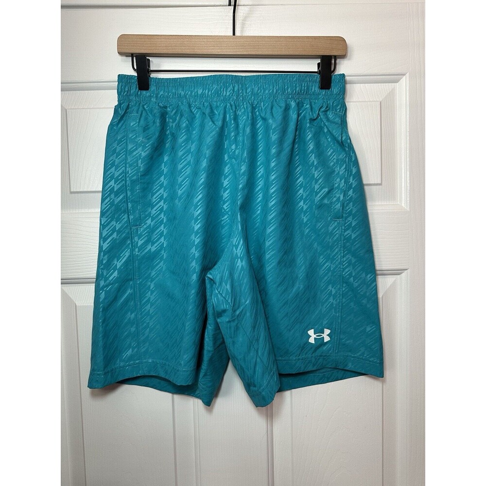 Size M Under Armour Teal UA Woven Emboss Shorts Mens 1385080-464 NEW